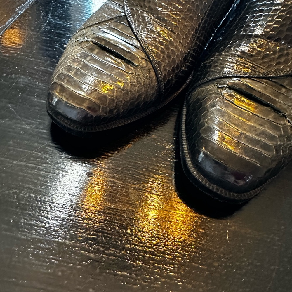 Vintage Giorgio Brutini 8 1/2 Green Genuine Snakeskin Shoes - Picture 15 of 15